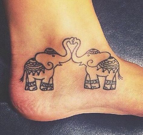 Embedded image Tattoo Elephant, Small Sister Tattoos, Sister Tattoo Designs, Matching Sister Tattoos, 13 Tattoos, Sister Tattoo, Foot Tattoos For Women, Friendship Tattoos, Elephant Tattoo