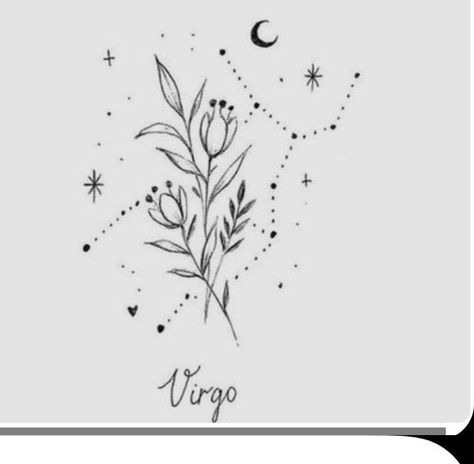 Virgo Flower Tattoo, Virgo Sign Tattoo, Tattoo Virgo, Virgo Flower, Virgo Tattoo Designs, Virgo Constellation Tattoo, Baby Tattoo Designs, Astrology Tattoo, Hidden Tattoos