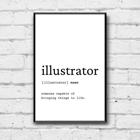 Illustrator Definition Wall Art, Illustrator Gift Idea, Illustrator Digital Print, Gift Idea for Illustrator, Simple Illustrator Office Art by BySarahBuysse on Etsy Entrepreneur Definition, Entrepreneur Office, Nurse Definition, Cardiologist Gift, Definition Wall Art, State Wall Art, Sleep Medicine, Definition Art, Paper Works