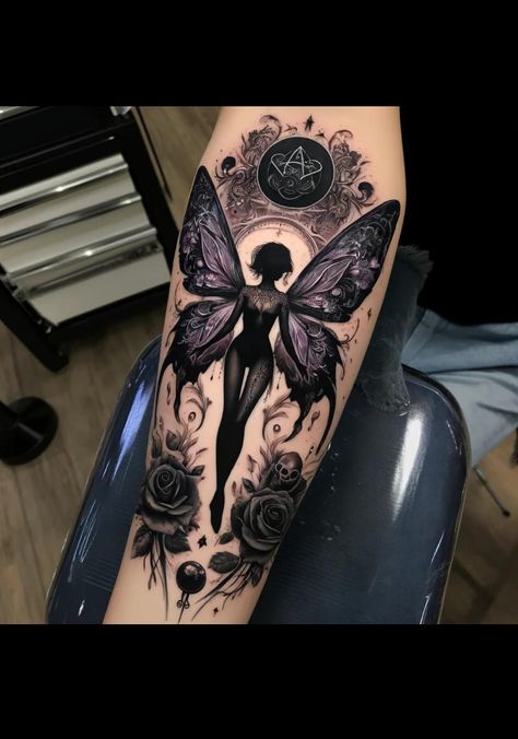 Halloween Tattoos Ideas, Fairy Tattoo Designs, Wicked Tattoos, Up Date, Beautiful Flower Tattoos, Tasteful Tattoos, Hand Tattoos For Women, Fairy Tattoo, 3d Tattoos