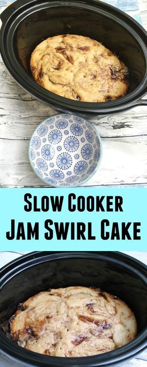 Slow Cooker Jam Swirl Cake - try this tasty dessert right away! Slow Cooker Puddings, Slow Cooker Cake Recipes, Crockpot Dessert, Slow Cooker Cake, Crockpot Desserts, Pot Bread, Cooker Cake, Clafoutis Recipes, Pot Cake