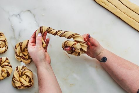 How to Make and Shape The Glazed Cinnamon-Cardamom Buns from Paris's Circus Bakery | Epicurious Swedish Cardamom Buns Recipe, Cardamom Buns Recipe, Morning Bun, Cardamom Buns, Cassia Cinnamon, Baking Buns, Anna Banana, Cinnamon Recipes, Vanilla Custard