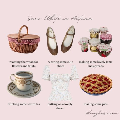 Snow White in autumn 🍂🍎🧸🎀🍄 what other princesses give autumn vibes? follow for more ♡ autumn, disney princess, princess, snow white, snow white 2025, snow white live action, autumn aesthetic, bows, pink, cottagecore, forest, nymph, baking, cooking, jam, autumn shoes, fall shoes #autumn #fall #autumnvibes #autumnoutfit #autumnmood #fallfashion #fashion #disneyprincess #disneyprincesses #snowwhite #princess #autumnaesthetic #fallaesthetic #bows #🎀 #pink #cottagecore #moodboard #fallmood #fal... Snow White Live Action, White + Core + Aesthetic, Classic Academia Aesthetic, Snow White Outfit, Snow White Aesthetic, Cottagecore Moodboard, Host Ideas, Autumn Princess, Soft Princess