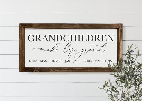 Grandma Farmhouse, Grandparents Sign, Grandchildren Sign, Grandkids Sign, Grandma Sign, Personalized Grandma Gifts, Gift For Grandparents, Custom Wall Decor, Custom Wooden Signs