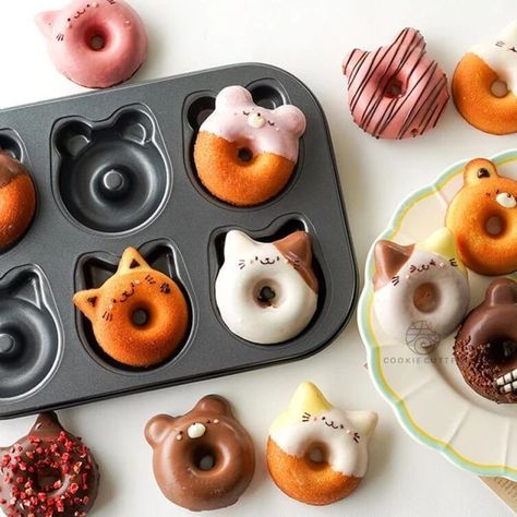 Donut Baking Pan, Doughnut Pan, Making Donuts, Kawaii Cooking, Cute Donuts, Donut Shape, Mini Donuts, Home Baking, Cake Pan