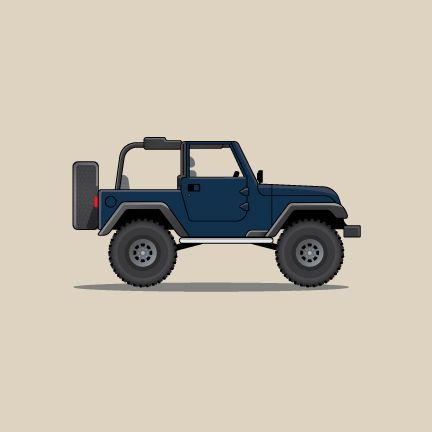 Jeep Wrangler illustration by Ross Miller Jeep Illustration Art, Jeep Wrangler Illustration, Jeep Wrangler Drawing, Jeep Cartoon, Jeep Illustration, Jeep Drawing, Guidebook Design, Blue Jeep Wrangler, Jeep Wallpaper