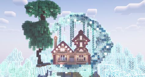 Minecraft moon house Minecraft Biomes, Mc Builds, Winter Moon, Minecraft Builds, Rafting, More Pictures, Minecraft, Cottage, Moon