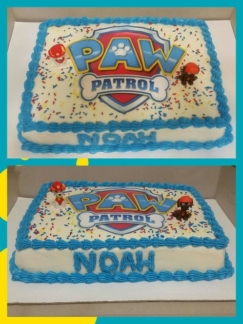 Paw Patrol Rectangle Cake, Paw Patrol Sheet Cake Ideas, Paw Patrol Birthday Sheet Cake, Paw Patrol Birthday Cake Diy, Easy Paw Patrol Cake, Diy Paw Patrol Cake, Paw Patrol Sheet Cake, Paw Patrol Birthday Cake Boys, 3rd Birthday Party For Boy