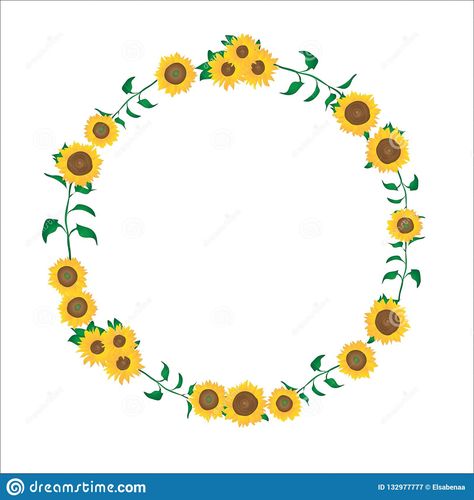 Flower Circle Border, Circle Border, Circle Borders, Border Templates, Flower Circle, Jar Gifts, Design Illustration, Stock Illustration, Sunflower