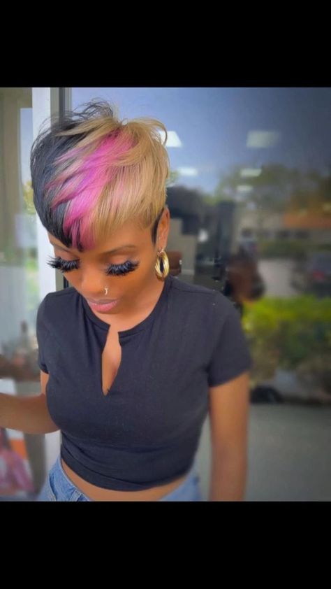 Pin on Pixie Haircuts Pixie Hairstyles Mohawk, Edgy Pixie Hairstyles Black Women, Short Hair Styles For 2023, P Valley, Voice Of Hair, Best Short Hair, Shaved Side Hairstyles, Short Weave, Short Hair Black