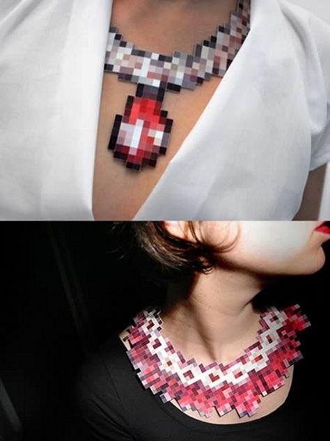 12 Pixelated Accessories for Geeky Guys and Gals via Brit + Co Fashion Accessories, Necklaces