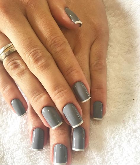 Gray Nails With White Tips, Gel Polish Nail Designs Classy, Nails Ideas Coffin, Coffin French, Taupe Nails, Gel Polish Nail Designs, Ideas For Nails, White Tip Nails, Opi Nail Colors