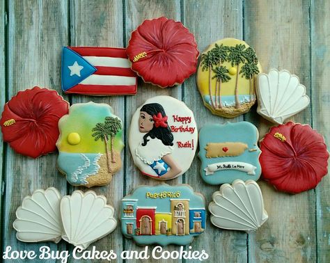 Puerto Rico Cookies, Bug Cookies, Vintage Puerto Rico, Havana Nights Party, Caribbean Party, Patriotic Cookies, Bug Cake, Puerto Rican Cuisine, Island Party