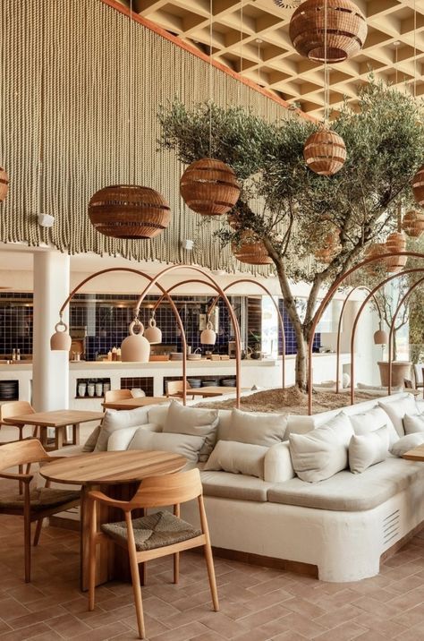 Beachfront Hotels, Outdoor Patio Space, Wood Project, Tables And Chairs, Outdoor Restaurant, Cafe Interior Design, Mediterranean Homes, Restaurant Interior Design, Patio Spaces