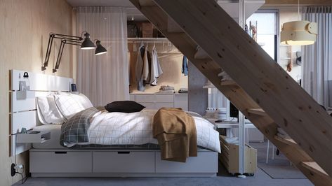 Ideas to add personality and style to a rented studio - IKEA Teen Bedroom Makeover, Aesthetic Bedrooms, Flexible Furniture, Aesthetic Bedroom Ideas, 2 House, Boho Styl, Ikea Bedroom, Organization Furniture, White Ceiling