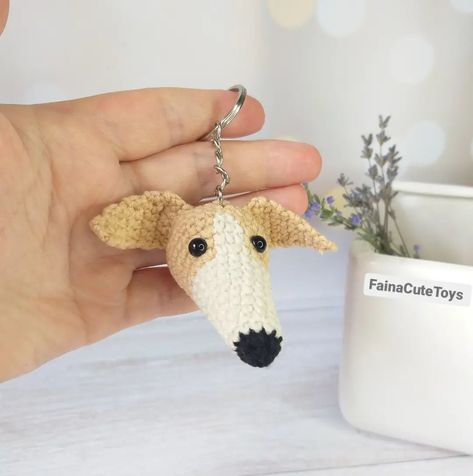 Create an adorable Greyhound head crochet dog keychain with this easy pattern. Perfect for adding a personal touch to your keys or bag, and ideal for all crochet enthusiasts and dog lovers.🐶🫶 @fainacutetoys #crochetkeychain #doglovercrochet #crochetgreyhound #backtoschoolcrafts #amigurumikeychain #dogcrochetpattern #easycrochetpattern #amigurumiloversofinstagram #instacrocheters #crochetismytherapy Crochet Dog Keychain, Crochet Greyhound, Head Crochet, Crochet Bookmark Pattern, Back To School Crafts, Dog Keychain, Crochet Bookmarks, Plush Pattern, Crochet Keychain