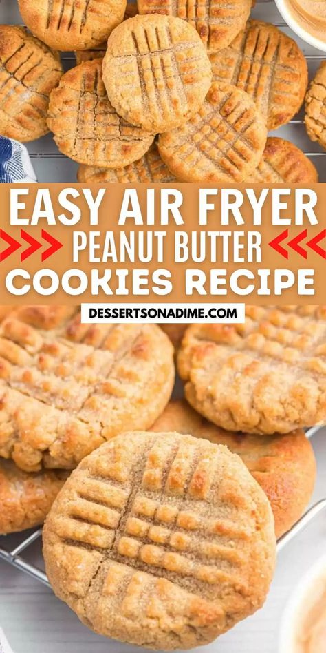 Air Fryer Peanut Butter Cookies, 3 Ingredient Peanut Butter Cookies, Small Batch Cookies, Best Peanut Butter Cookies, Air Fryer Cooking Times, Easy Peanut Butter Cookies, Peanut Butter Cookie Dough, Peanut Butter Blossoms, Airfryer Recipes