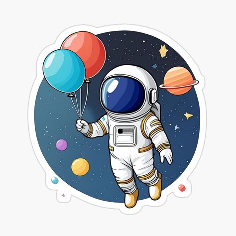 Get my art printed on awesome products. Support me at Redbubble #RBandME: https://www.redbubble.com/i/sticker/Little-Astronaut-by-guri386/161997029.EJUG5?asc=u Astronaut Sticker, Art Top, Fall Wallpaper, Craft Work, Birthday Theme, Eat Cake, Sticker Design, My Art, Vinyl Sticker