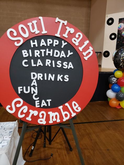 Soultrain Party Ideas, 1970s Birthday Party, Soul Train Party Decorations, Soul Train Themed Party, 70s Themed Birthday Party, Birthday Party Ideas For Adults, Motown Party, Soul Train Party, 70s Birthday