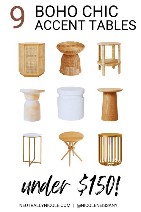 Are you looking to add a bit of boho style to your living room? There are plenty of accent tables that can help you do just that, without breaking the bank. Whether you prefer an eclectic look, or a more modern take on boho, you will find a wide range of affordable tables to choose from. From a vibrant Moroccan side table to an earthy rattan accent piece, you can easily add chic boho touches to your living room without compromising on your budget. Boho Living Room End Tables, Round Side Table Decor, Side Table Decor Living Room, Bohemian Side Table, Moroccan Side Table, Boho Side Table, Affordable Boho, Room On A Budget, Modern Accent Tables