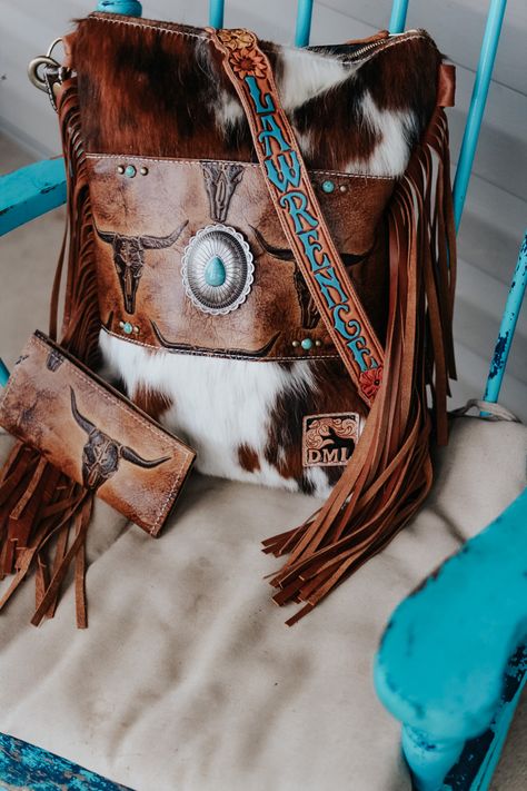 Western Bags Purses, Western Bag, Custom Purses, Cowgirl Accessories, Cowhide Purse, Western Purses, Buckle Top, Chestnut Leather, Fringe Purse