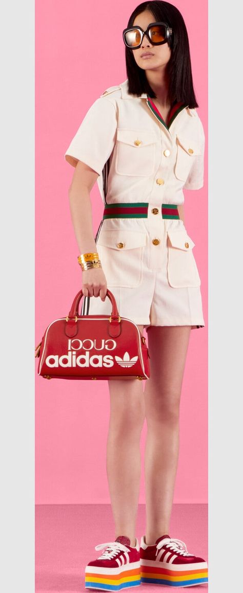 Adidas X Gucci, Gucci Runway, Velvet Flare Pants, Blazer And Skirt Set, Gucci Outfits, Short Playsuit, Adidas Outfit, Gucci Fashion, Adidas X