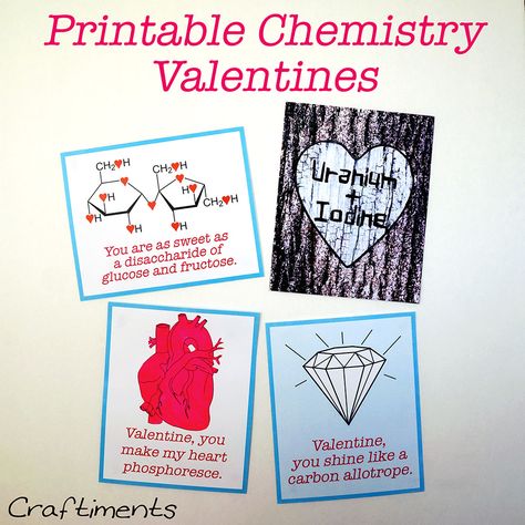 Free Printable Chemistry Valentines + a List of Chemistry Love Puns Chemistry Valentines, Chemistry Love, Geek Valentine, Chemistry Quotes, Valentine Jokes, Science Valentines, Chemistry Puns, Valentines Puns, School Valentines