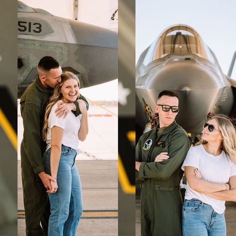 Thoughts on flightline pictures? Would you do them??? I’m always pro flightline photos for the service member and their loved ones, puppies and beyond. Sometimes it’s the first and only time the family members get to see the jets up close in person. Which is super cool esp when it’s not busy at an airshow and roped off with a million others around. Also I have about 194639 more photos to share from this 6 hr day with these awesome families! 📸 #f35 #flightline #f35c #f35b #marines #flymarine... Flight Line Family Photos, Jet Photoshoot, Hr Day, The Jets, Family Poses, Fighter Pilot, Family Posing, Air Show, Loved Ones