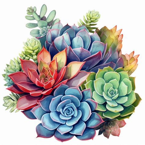 Cactus Flower Drawing, Succulent Art Drawing, Succulent Drawing, Hur Man Ritar Blommor, Cactus Flower Painting, Succulents Art, Succulent Watercolor, Succulent Images, Succulent Painting