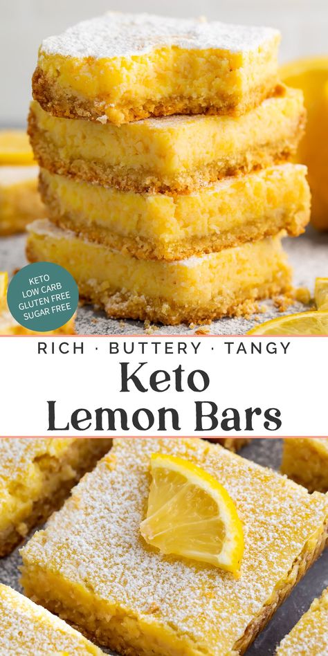 Healthy Lemon Bars, Low Carb Lemon Bars, Lemon Keto, Keto Lemon Bars, Lemon Squares Recipe, Galletas Keto, Keto Bars, Postre Keto, Lemon Squares