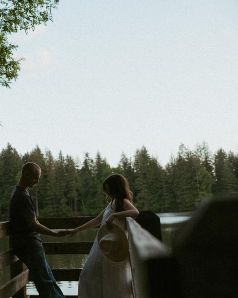 Part ✌🏼 of this engagement session featuring the forest and a nearby cutie lake! These two probably heard me say “okay, kind of have a crazy idea if you’re up for it” at least a few times and that’s how they ended up in the lake by the end of the night 😝 Would you jump in water at the end of your photoshoot?! . . . . . . . . . . . #engagementphotos #thestoryteller #enagementinspo #oregonengagementphotographer #washingtonengagement #portlandphotographer #idahoengagementphotographer #... River Side Couple Shoot, Couple At The Lake, Lake Dock Couple Photoshoot, Water Engagement Photos Lakes, Pitt Lake Engagement, Lake View Couple Shoot, Water River, Lake Garden, Lake Engagement