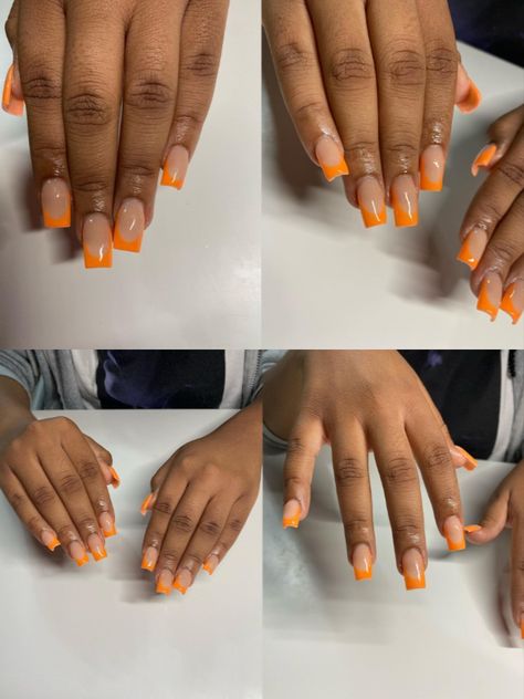 Orange French Tips, Orange French Tip Nails, Orange French Tip, French Tips Nails, French Orange, Orange Acrylic Nails, French Top, Nails Orange, Tips Nails