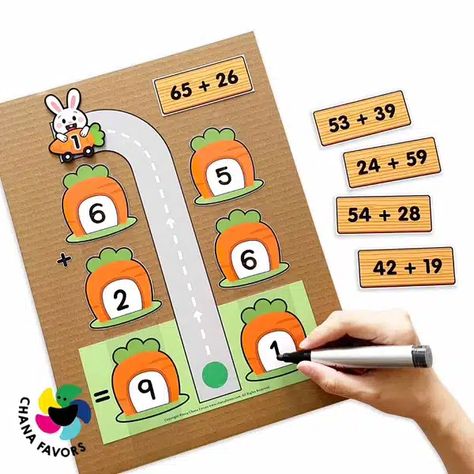 Home - CHANAFAVORS Easy Math Activities, Double Digit Addition, Game Based Learning, Kindergarten Learning Activities, Baby Learning Activities, Hand Crafts For Kids, Preschool Art Activities, Math Projects, Math Activities Preschool