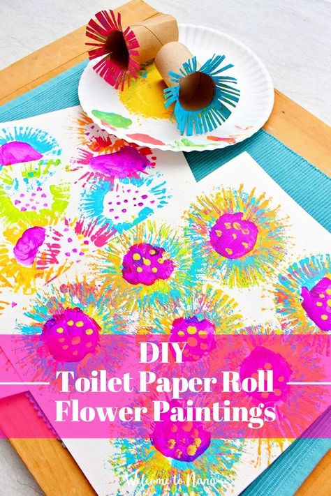 Easy Pictures, Dandelion Painting, Toilet Roll Craft, Rolled Paper Art, Paint Easy, Toilet Paper Tube, Diy Toilet, Flower Mobile, Toilet Paper Roll Crafts