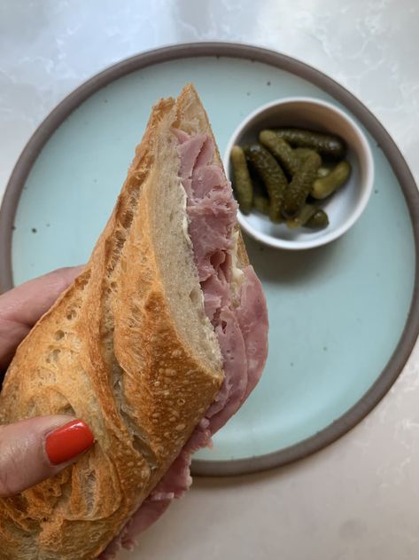 Post Image Travel To France, Parisian Kitchen, Baguette Sandwich, Ham Sandwich, Tinned Fish, French Butter, Ham Sandwiches, Streets Of Paris, Simple Sandwiches