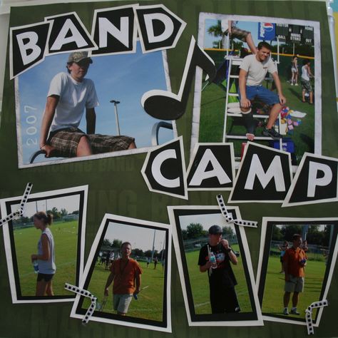 Band+Camp+pg+1 - Scrapbook.com Band Scrapbook Ideas, Band Scrapbook Layouts, Marching Band Scrapbook Ideas, Marching Band Scrapbook Layouts, Senior Scrapbook Ideas, Senior Sports Photography, School Layouts, Picture Displays, School Scrapbook Layouts