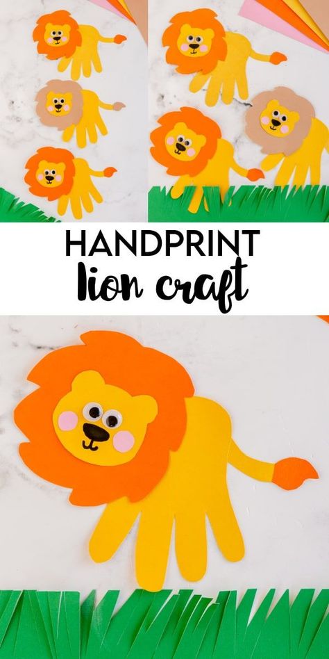 Madagascar Crafts For Kids, Lion King Crafts For Kids, Lion Scout Activities, Sassafras Zoology, Jungle Crafts Preschool, Lion Handprint, Divlje Zivotinje, Lion Crafts For Kids, Lion Scouts