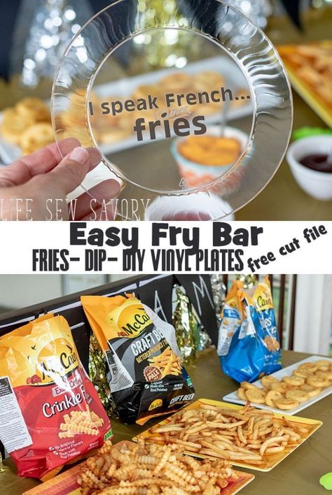 Game Day Fry Bar Ideas with dips and diy french fry plates free cut file from Life Sew Savory #MyMcCainPotatoes #Ad #McCainPotatoes @Walmart Fries Bar Ideas, French Fry Bar Ideas, Fry Bar Ideas, French Fry Bar, Fry Bar, Potato Bar, Football Crafts, Food Bars, Crockpot Roast