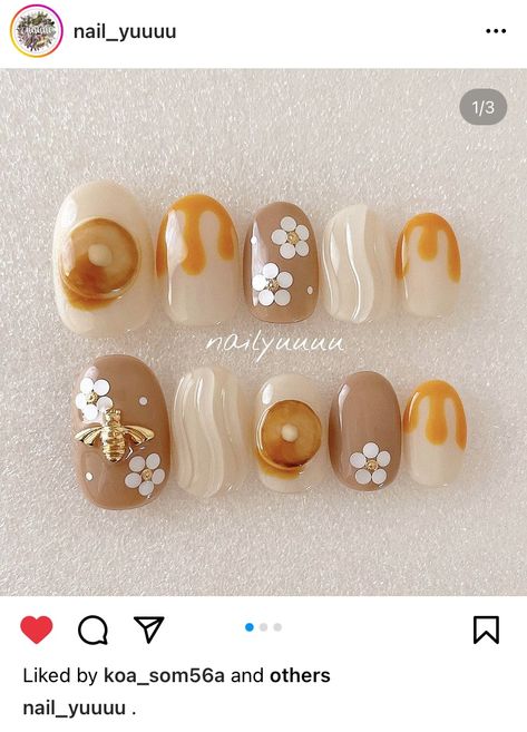 Pancake Nails, Stardew Nails, Honey Nails Design, Holidays Nails, Pancake Art, 2024 Nails, Bakery Ideas, Simple Gel Nails, Nice Nails