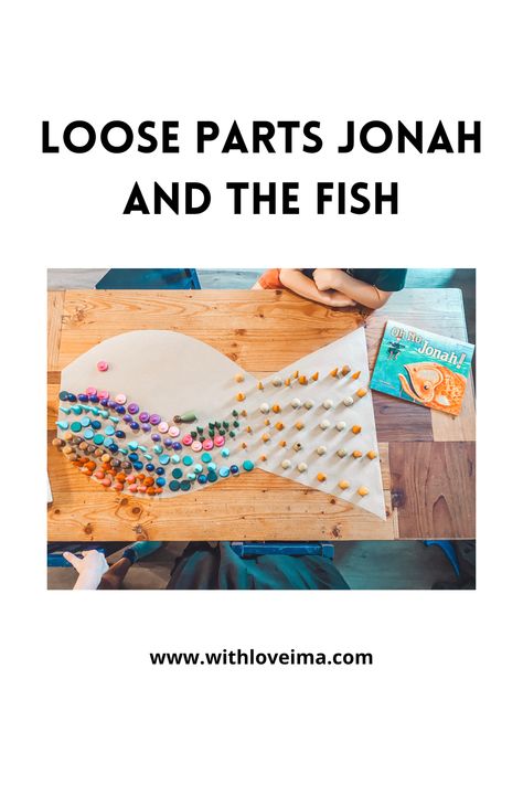 Loose Parts Jonah and the Fish - With Love, Ima Yom Kippur Activities, Book Of Jonah, Fish Activities, Yom Kippur, Loose Parts, The Fish, With Love, The Story, Fish