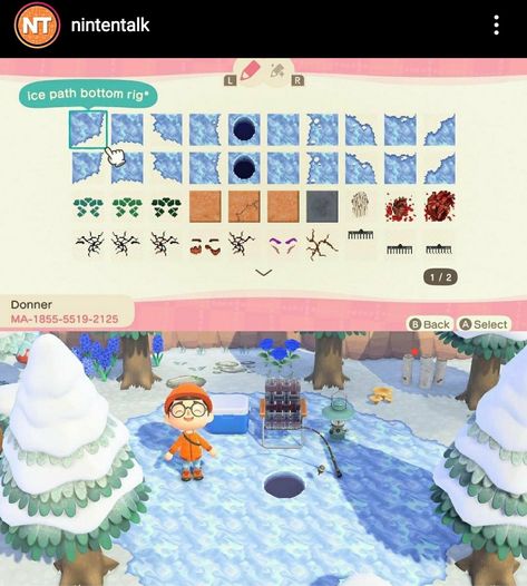 The Path ice version Barbie Nutcracker, Pond Animals, Frozen Pond, Path Design, Island Theme, Qr Codes Animal Crossing, Winter Pattern, Floor Decal, New Animal Crossing