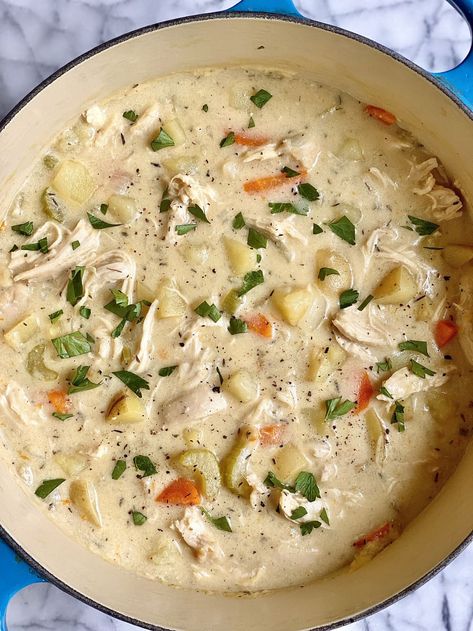 Post Image Creamy Chicken And Potato Soup Recipes, Creamy Chicken Potatoes Soup, Best Chicken Potato Soup, Chicken And Potato Chowder, Creamy Chicken Potato Soup Recipes, Potato Chicken Soup Recipes, Creamy Chicken Soup With Potatoes, Easy Chicken And Potato Soup, Soup With Chicken And Potatoes