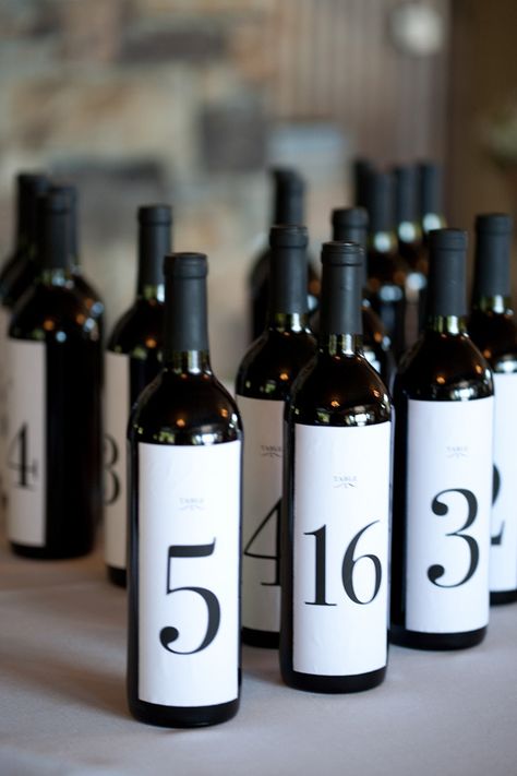 Black Tablescape, Wine Bottle Table, Wine Table, Wine Parties, Champagne Bottles, Winery Wedding, Black Table, Wedding Table Numbers, Table Number