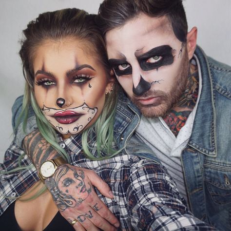 831.2k Followers, 707 Following, 692 Posts - See Instagram photos and videos from JAMIE GENEVIEVE (@jamiegenevieve) Clown Makeup Couple, Gangster Clown Makeup, Couple Halloween Makeup, Makeup For Guys, Trendy Costumes, Corpse Bride Makeup, Original Halloween Costumes, Ghost Makeup, Gangster Clown