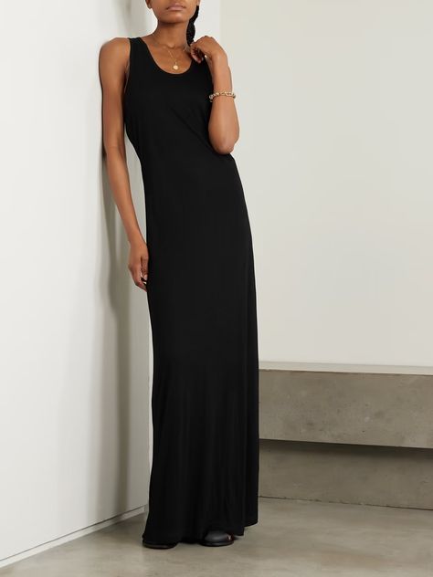 TOTEME Jersey maxi dress | NET-A-PORTER Straight Line Dress, Black Jersey Dress, Jersey Maxi Dress, Maxi Jersey Dress, Black Jersey, Straight Line, Line Dress, Dress Maxi, Jersey Dress