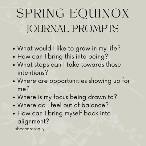 Spring Equinox Journal Prompts, Spring Journal Prompts, Relaxation Ideas, Sound Baths, Psych 101, Bullet Journal Prompts, Spring Journal, Mindfulness Journal Prompts, Bujo Spreads