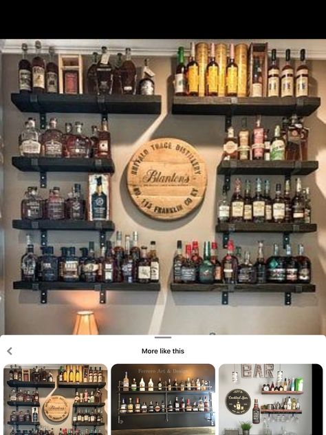 Accent Shelves, Home Bar Ideas, Bourbon Room, Shelves Industrial, Bar Deco, Home Bar Rooms, Bourbon Bar, Man Cave Room, Basement Bar Designs