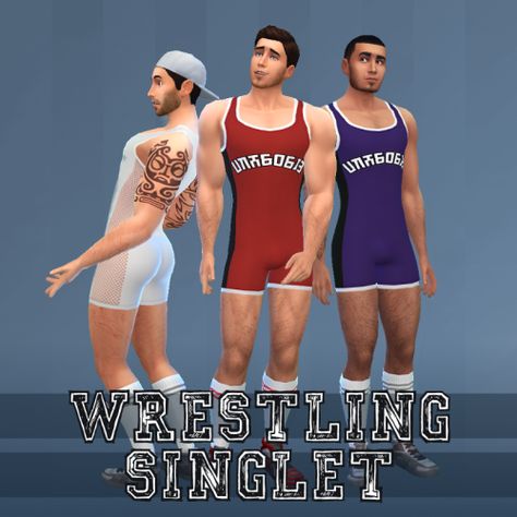 Wrestler Outfit, Sims 4 Men Clothing, Los Sims 4 Mods, Sims 4 Piercings, Sims 4 Blog, My Sims, Wrestling Singlet, Sims 4 Mm Cc, Belly Dance Outfit