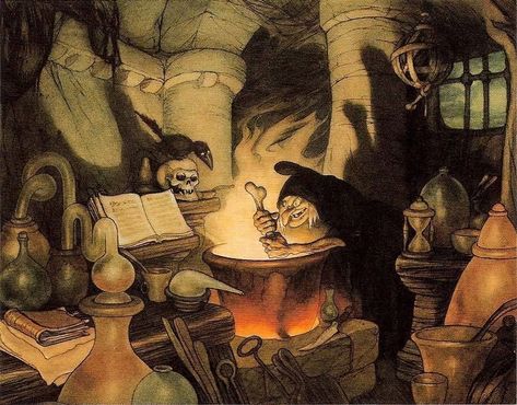 Gustaf Tenggren’s (concept) art for Disney. Snow White 1937, Fantasia Disney, Golden Books, Walt Disney Animation, Famous Cartoons, Witch House, Wicked Witch, Picture Logo, Pinocchio