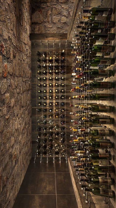 Wine Cellar Stone Walls, Stone Wine Cellar Ideas, Vine Cellar Design Ideas, Stone Wine Room, Italian Wine Cellar, Cave Wine Cellar, Speakeasy Wine Cellar, Farmhouse Wine Cellar, French Wine Cellar